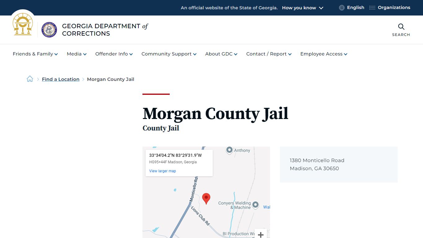 Morgan County Jail - Georgia Department of Corrections